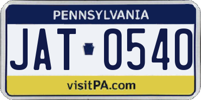PA license plate JAT0540