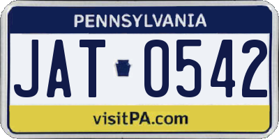 PA license plate JAT0542