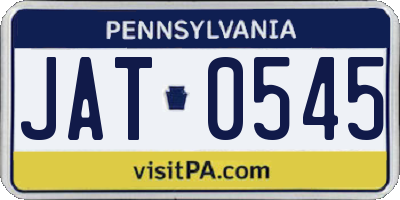 PA license plate JAT0545
