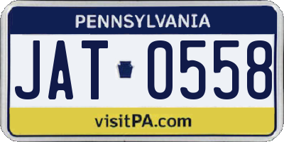 PA license plate JAT0558