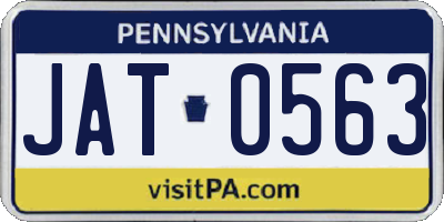 PA license plate JAT0563