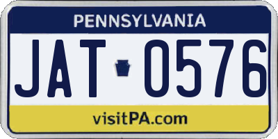 PA license plate JAT0576