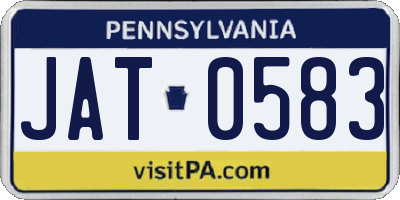PA license plate JAT0583