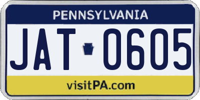 PA license plate JAT0605
