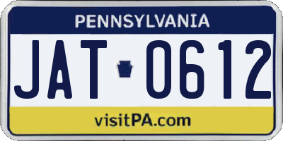 PA license plate JAT0612