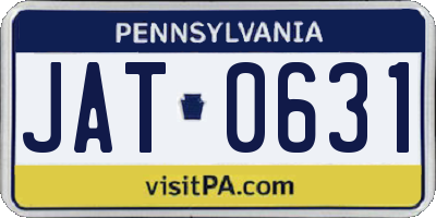 PA license plate JAT0631