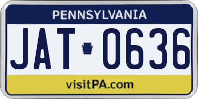 PA license plate JAT0636
