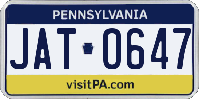 PA license plate JAT0647