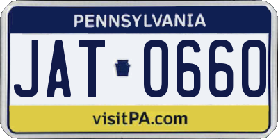 PA license plate JAT0660