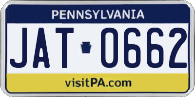 PA license plate JAT0662