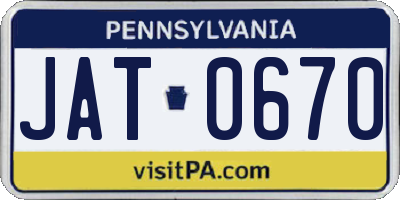 PA license plate JAT0670