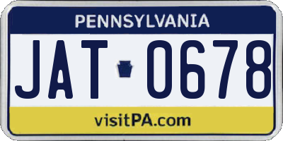 PA license plate JAT0678