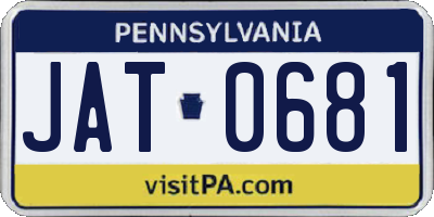PA license plate JAT0681