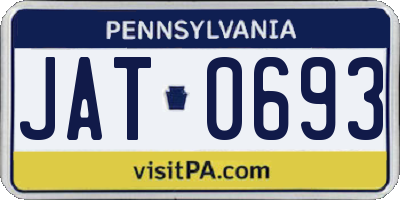 PA license plate JAT0693
