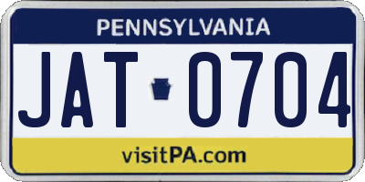 PA license plate JAT0704