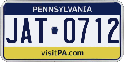 PA license plate JAT0712