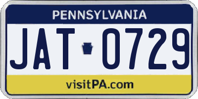 PA license plate JAT0729