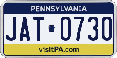 PA license plate JAT0730