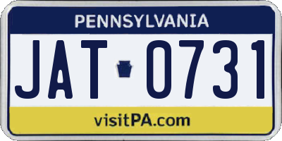 PA license plate JAT0731