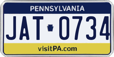 PA license plate JAT0734