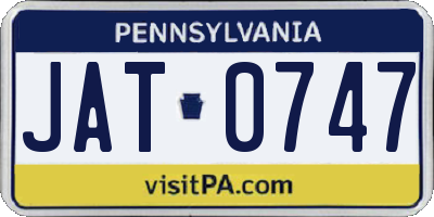 PA license plate JAT0747