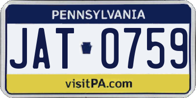 PA license plate JAT0759