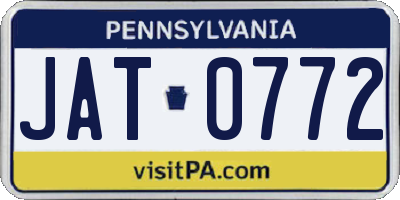 PA license plate JAT0772