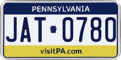 PA license plate JAT0780
