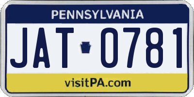PA license plate JAT0781