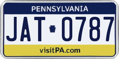 PA license plate JAT0787