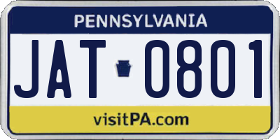 PA license plate JAT0801