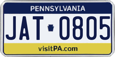 PA license plate JAT0805
