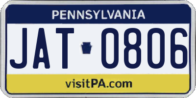 PA license plate JAT0806