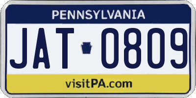 PA license plate JAT0809