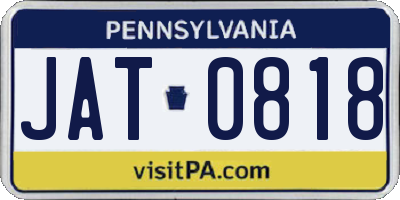 PA license plate JAT0818