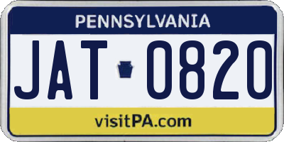 PA license plate JAT0820