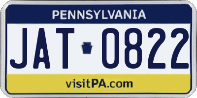 PA license plate JAT0822