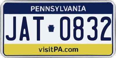 PA license plate JAT0832