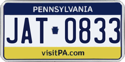 PA license plate JAT0833