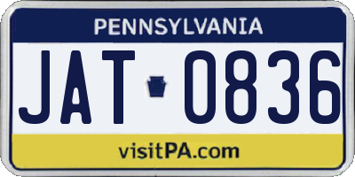 PA license plate JAT0836
