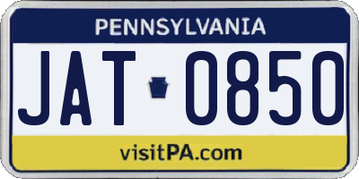 PA license plate JAT0850