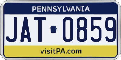 PA license plate JAT0859