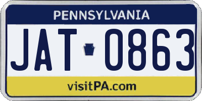 PA license plate JAT0863