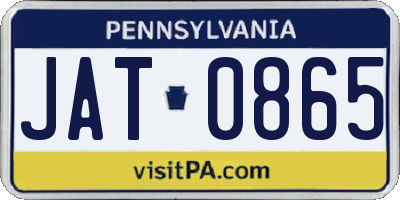 PA license plate JAT0865