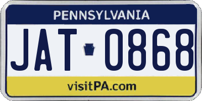 PA license plate JAT0868