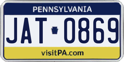 PA license plate JAT0869