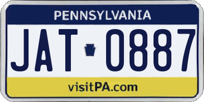 PA license plate JAT0887