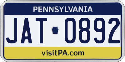 PA license plate JAT0892