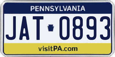 PA license plate JAT0893