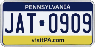 PA license plate JAT0909